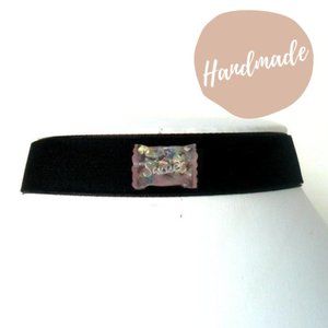 Kawaii Black Choker w/ Pink Sweets Charm